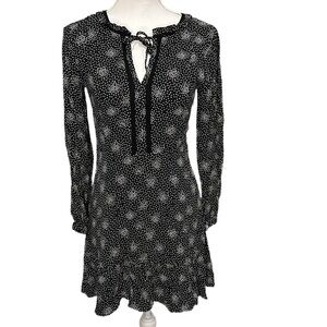 LOFT Long Sleeve Lined Dress Flounce Hem Side Zipper